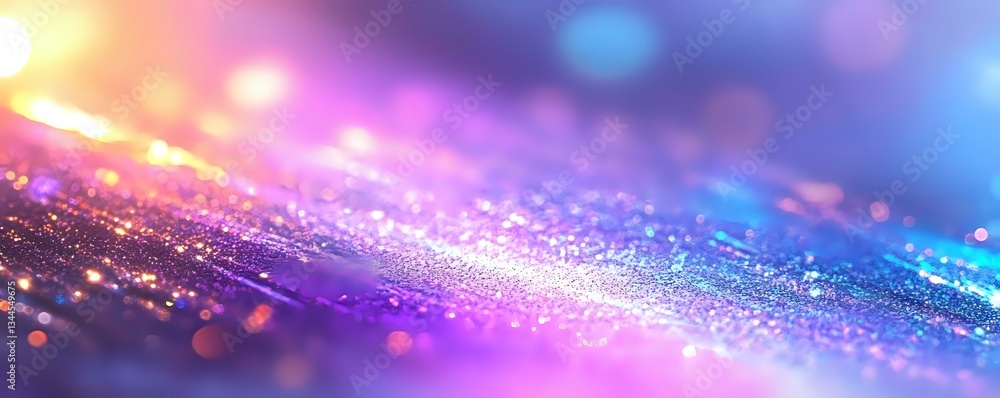 Poster vibrant glitter background with pink and blue bokeh lights creating magical sparkle effect on reflec