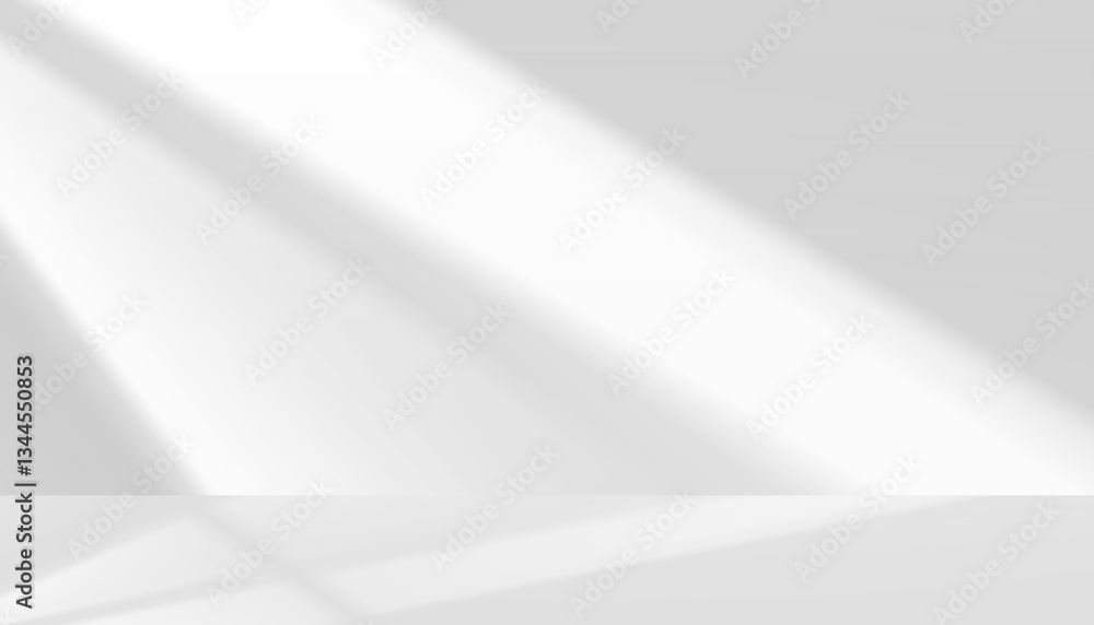 Aufkleber window reflection on empty floor for spring product present,Vector 3d Studio Room with summer sunlight,Empty Backdrop Grey Podium Display