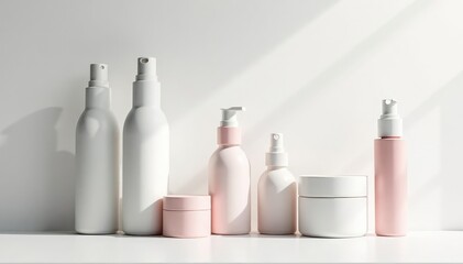 Clean, minimalist white backdrop for cosmetic products, mockup, packaging, background