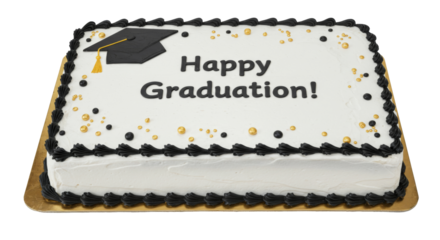 Happy Graduation Decorated, Sheet Cake Baked Bakery Dessert with Icing,  Isolated Transparent PNG