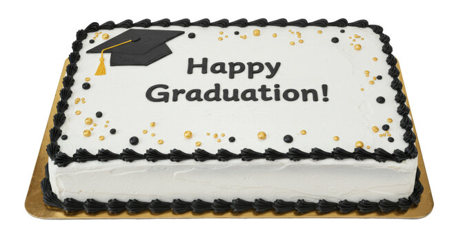 Happy Graduation Decorated, Sheet Cake Baked Bakery Dessert with Icing,  Isolated Transparent PNG