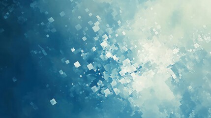 Abstract blue and white square pixelated background.