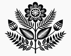 Fototapeta premium Black and White Stylized Flower Illustration