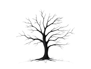 Bare Tree Illustration with White Background.