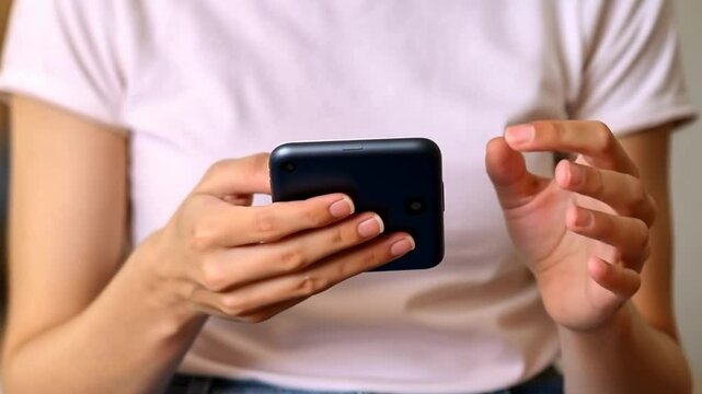 Hand h&auml;lt ein Smartphone w&auml;hrend eine Nachricht geschrieben wird