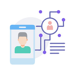 Digital identity icon featuring a smartphone and user profile connection on a colorful background

