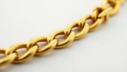 Obraz premium Close-up of a gold hip hop chain on white background, metal, reflecting