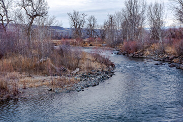 Water spring in rural area in cold season