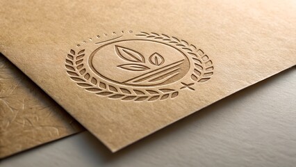 Embossed logo mockup on a brown kraft paper texture for a rustic brand
