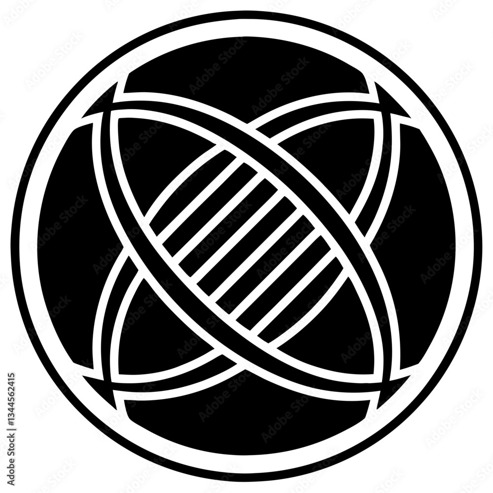 Poster a symmetrical design, a complex pattern in black and white. the artwork features intertwined shapes 