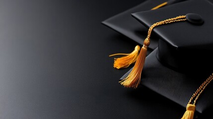 Graduation Caps on Dark Background