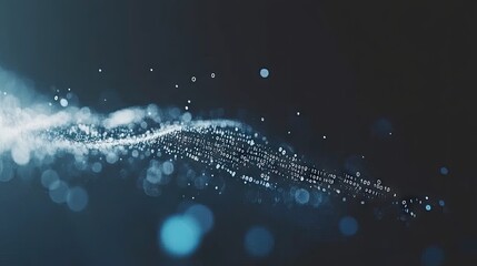 Abstract digital particles flowing in dark space