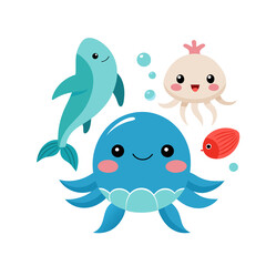 funny cartoon fish Isolated on transparent background