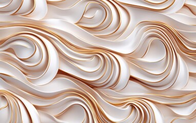 Fototapeta premium Seamless pattern of pearl-toned white chocolate sculptures, swirls of silver and gold creating a sophisticated abstract dessert composition