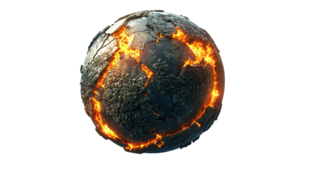 Cracked Molten Planet with Glowing Lava Fissures