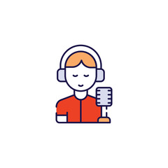 Broadcaster icon design with white background stock illustration