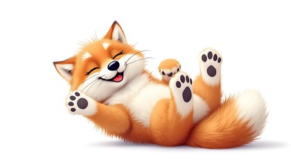 Fototapeta premium Happy Fox Puppy Playful Cartoon Illustration