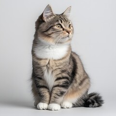 Obraz premium Studio Kitten Grey Background Posing Pet Advertising