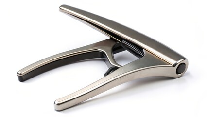 Metal Guitar Capo on White Background
