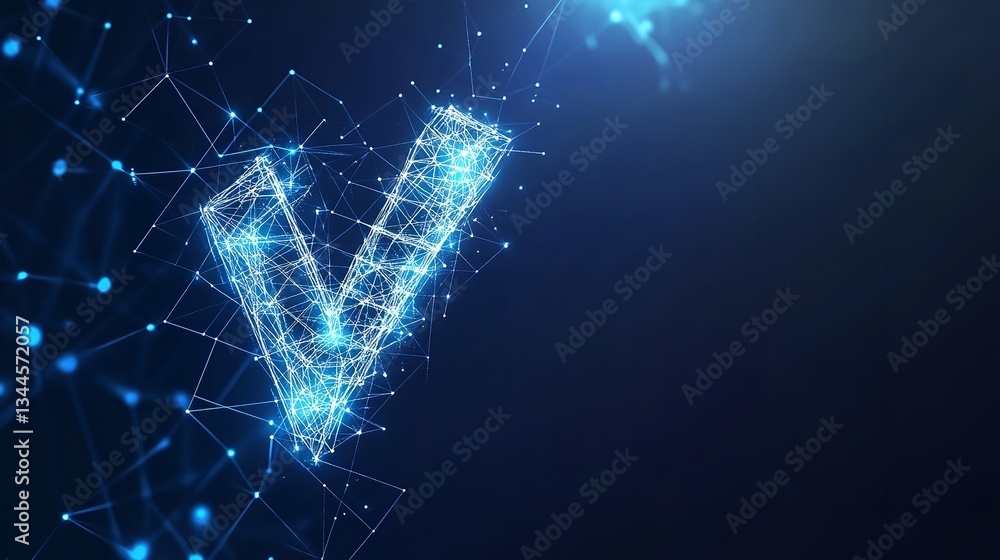 Poster abstract blue checkmark network digital art design technology innovation success web dark data lines