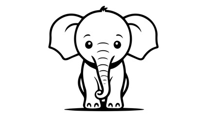 funny elephant outline vector illustration cartoon shape