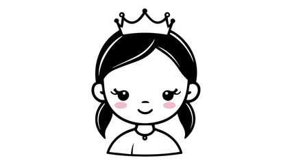 cute little girl outline vector simple shape illustration
