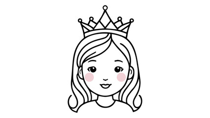 cute little princess vector outline silhouette illustration