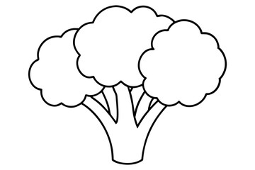 broccoli line art silhouette vector illustration