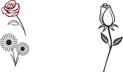 flower icon set vector illustration outline