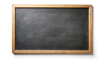 Blank Blackboard with Wooden Frame on White Background