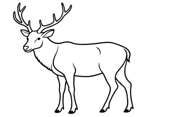elk line art silhouette vector illustration
