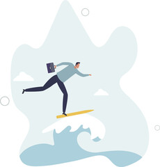 Follow business trend or momentum, challenge to overcome difficulty, professional experience worker or career development concept.flat character life .