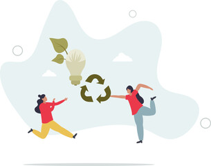 Energy conservation as low power lighting consumption.flat character life .