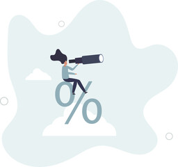 Interest rate forecast, FED and Central bank financial policy, search for investment profit or banking loan payment concept.flat character life .
