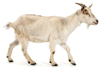 Obraz premium Goat is walking on a white background, photo, image