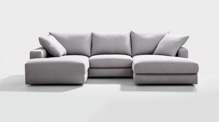 Contemporary grey l-shaped sectional sofa with comfortable cushions.