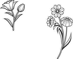 flower icon set vector illustration outline