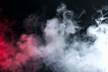 White and red smoke on a black background