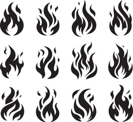 Fire icon vector set. Fire flame symbol. Flame icon collection. fireball and flame vector illustration icon set. 