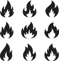 Fire icon vector set. Fire flame symbol. Flame icon collection. fireball and flame vector illustration icon set. 