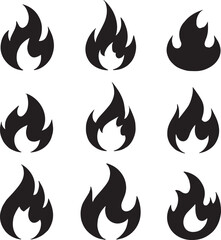 Fire icon vector set. Fire flame symbol. Flame icon collection. fireball and flame vector illustration icon set. 
