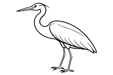 heron line art silhouette vector illustration