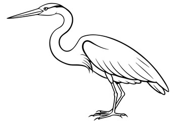 heron line art silhouette vector illustration