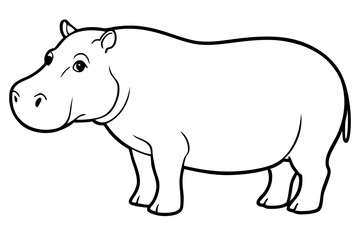 hippopotamus line art silhouette vector illustration