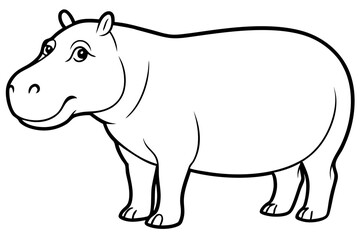 hippopotamus line art silhouette vector illustration