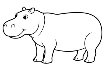 hippopotamus line art silhouette vector illustration