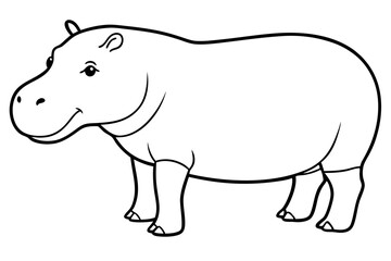 hippopotamus line art silhouette vector illustration