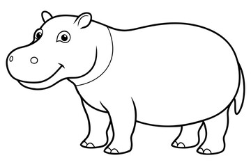 hippopotamus line art silhouette vector illustration