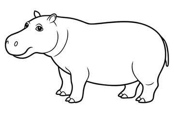 hippopotamus line art silhouette vector illustration