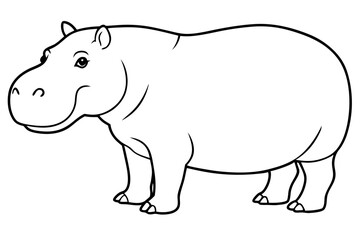 hippopotamus line art silhouette vector illustration